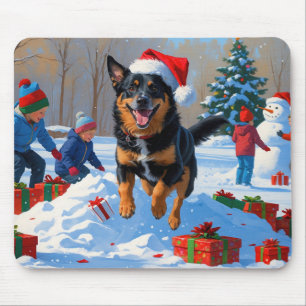 Belgian Malinoi Christmas Festive Snow Scene Mouse Mat