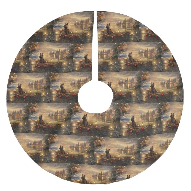 Belgian Malinoi Christmas Festive Voyage Brushed Polyester Tree Skirt (Front)