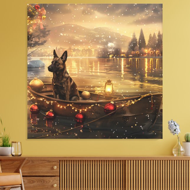 Belgian Malinoi Christmas Festive Voyage Canvas Print (Insitu(LivingRoom))