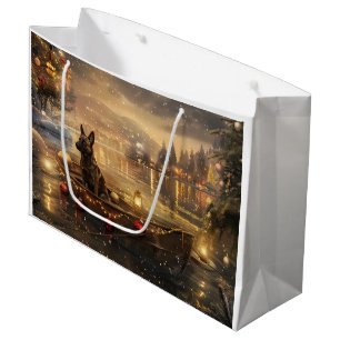Belgian Malinoi Christmas Festive Voyage Large Gift Bag