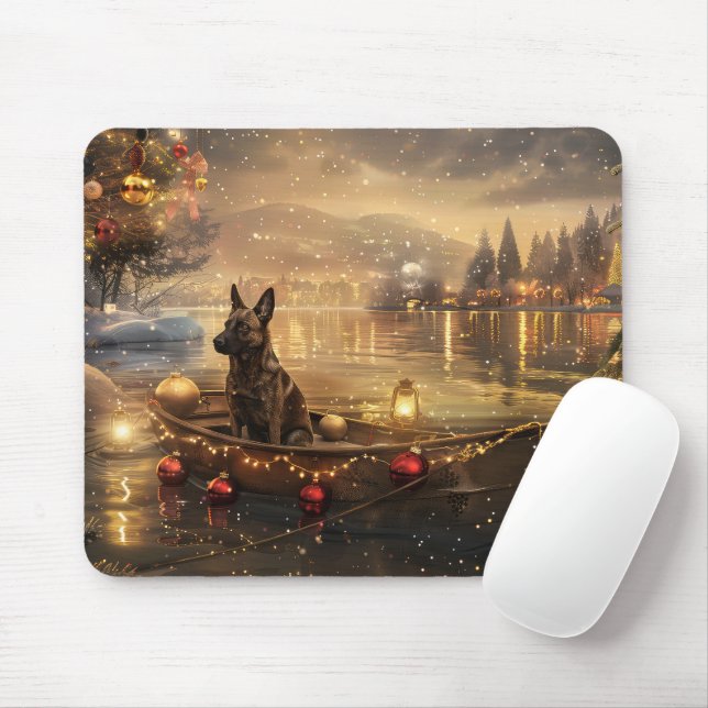 Belgian Malinoi Christmas Festive Voyage Mouse Mat (With Mouse)