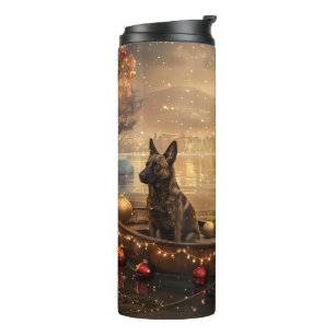 Belgian Malinoi Christmas Festive Voyage Thermal Tumbler