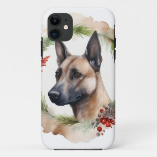 Belgian Malinoi Christmas Wreath Festive Pup  iPhone 11 Case