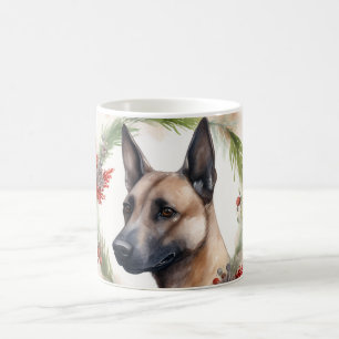 Belgian Malinoi Christmas Wreath Festive Pup Coffee Mug