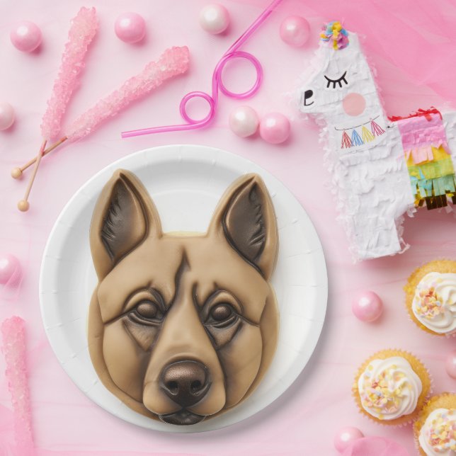Belgian Malinoi Dog 3D Inspired Paper Plate (Party)