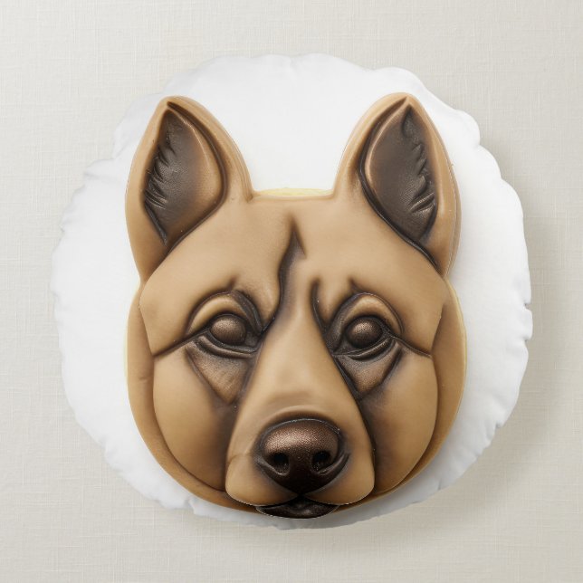 Belgian Malinoi Dog 3D Inspired Round Cushion (Front)