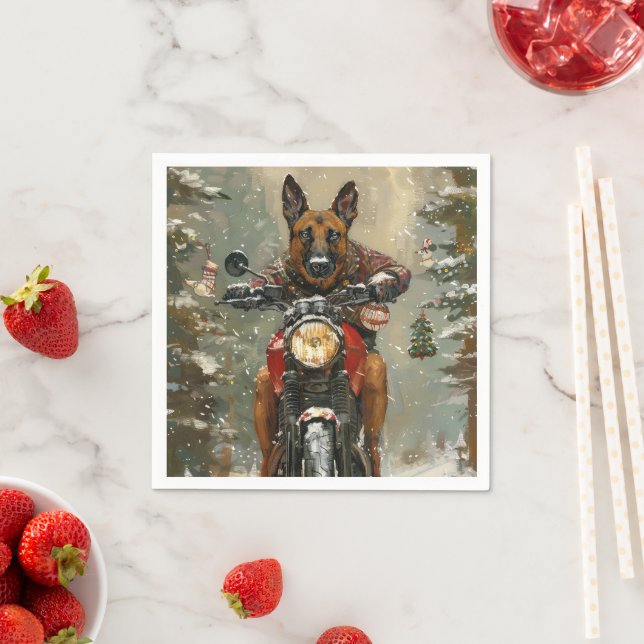 Belgian Malinoi Dog Christmas  Napkin (Insitu)