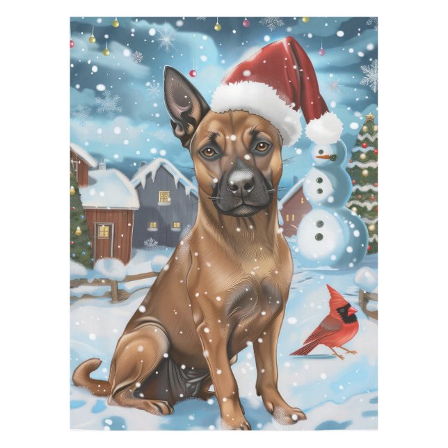 Belgian Malinoi Dog Winter Wonderland Christmas  Tablecloth (Front)