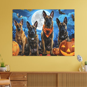 Belgian Malinoi Halloween Spooky Canvas Print