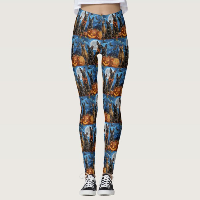 Belgian Malinoi Halloween Spooky Leggings (Front)