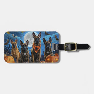 Belgian Malinoi Halloween Spooky Luggage Tag
