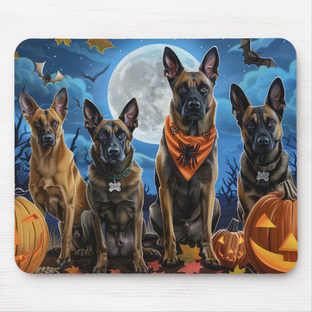 Belgian Malinoi Halloween Spooky Mouse Mat (Front)