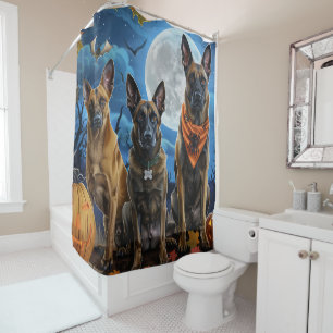 Belgian Malinoi Halloween Spooky Shower Curtain