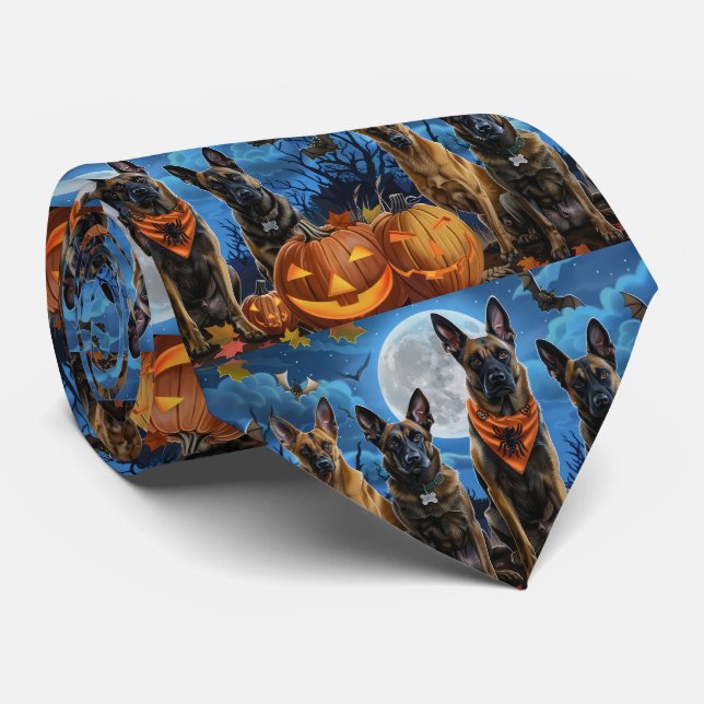 Belgian Malinoi Halloween Spooky Tie (Rolled)