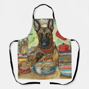 Belgian Malinoi Holiday Baking: Festive Christmas Apron