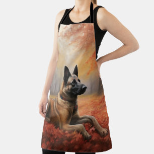 Belgian Malinoi in Autumn Leaves Fall Inspire Apron