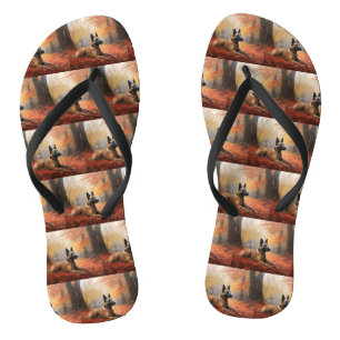 Belgian Malinoi in Autumn Leaves Fall Inspire  Flip Flops