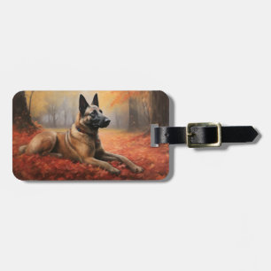 Belgian Malinoi in Autumn Leaves Fall Inspire  Luggage Tag