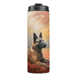 Belgian Malinoi in Autumn Leaves Fall Inspire  Thermal Tumbler