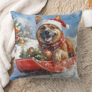 Belgian Malinoi in Sledge Let it Snow Christmas Cushion