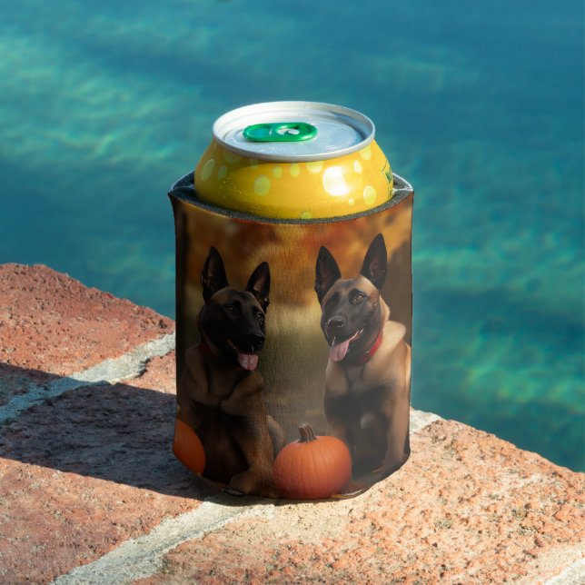 Belgian Malinoi Puppy Autumn Delight Pumpkin  Can Cooler (In Situ Pool)