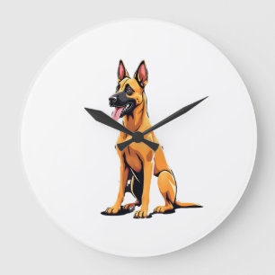 Belgian Malinois (3) Large Clock
