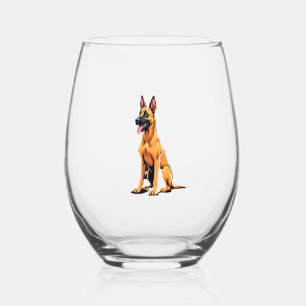 Belgian Malinois (3) Stemless Wine Glass