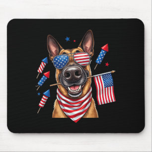Belgian Malinois Aamerican Usa Flag Memorial Day Mouse Mat