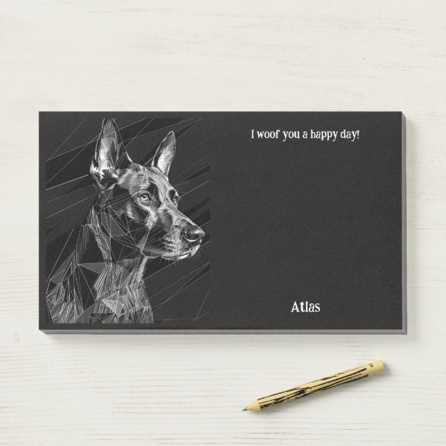 Belgian Malinois Abstract Art Dog Name  Post-it Notes (On Desk)