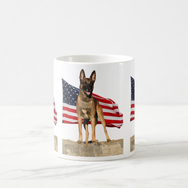 Belgian Malinois and Flag Mug (Center)