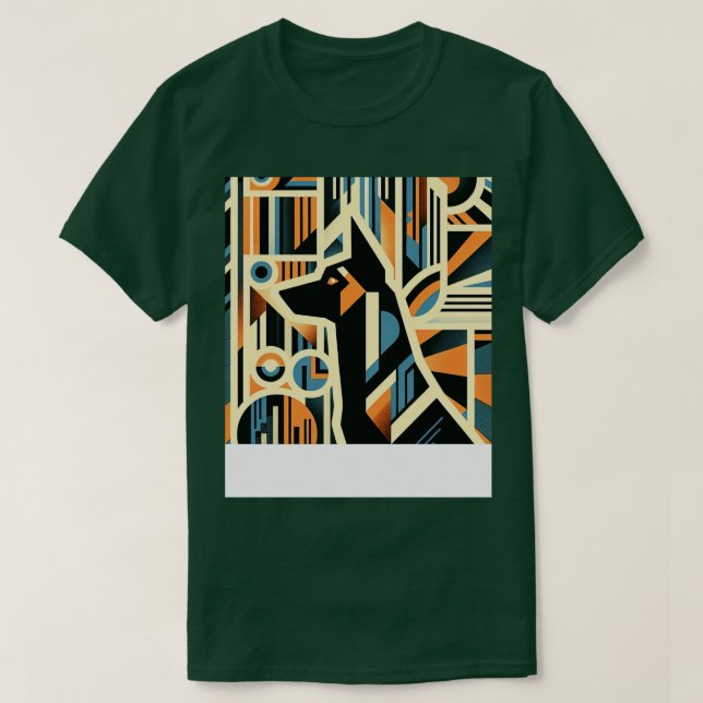Belgian Malinois Art Deco Style T-Shirt (Design Front)