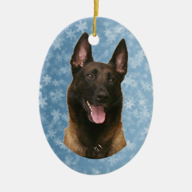 belgian malinois ceramic tree decoration (Front)