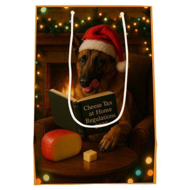 Belgian Malinois Cheese Tax Christmas gift bag  (Back)