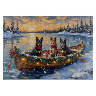 Belgian Malinois Christmas Boat Holiday Cutting Board