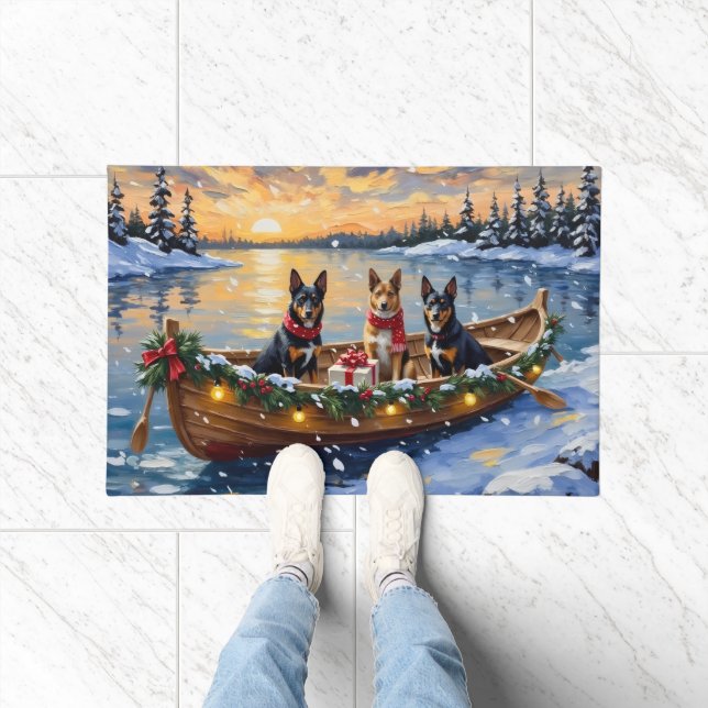 Belgian Malinois Christmas Boat Holiday Doormat (Indoor)
