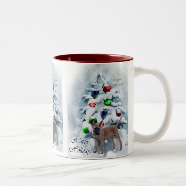 Belgian Malinois Christmas Gifts Two-Tone Coffee Mug (Right)