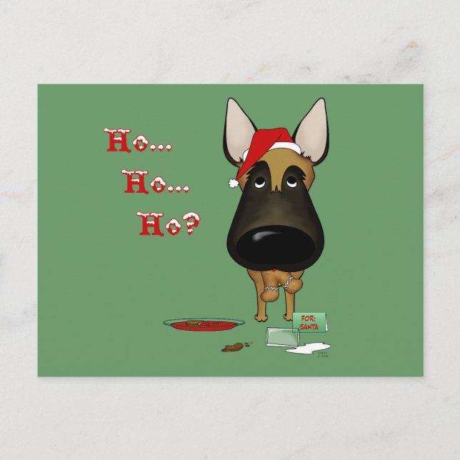 Belgian Malinois Christmas - Ho Ho Ho??? Holiday Postcard (Front)