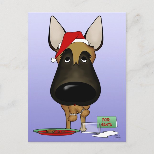 Belgian Malinois Christmas - Ho Ho Ho??? Holiday Postcard (Front)