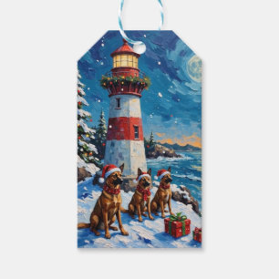 Belgian Malinois Christmas Lighthouse Holiday Gift Tags