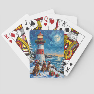 Belgian Malinois Christmas Lighthouse Holiday Playing Cards
