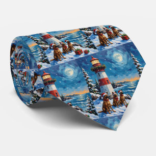 Belgian Malinois Christmas Lighthouse Holiday Tie