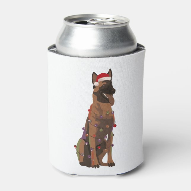 Belgian Malinois Christmas Lights Xmas Dog Lover Can Cooler (Can Front)
