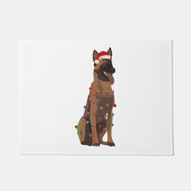 Belgian Malinois Christmas Lights Xmas Dog Lover Doormat (Front)