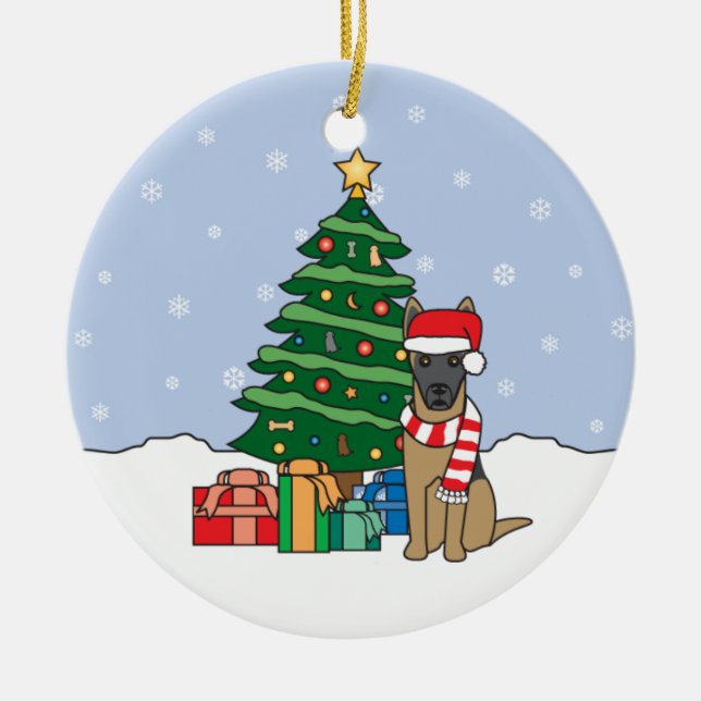 Belgian Malinois Christmas Ornament (Front)