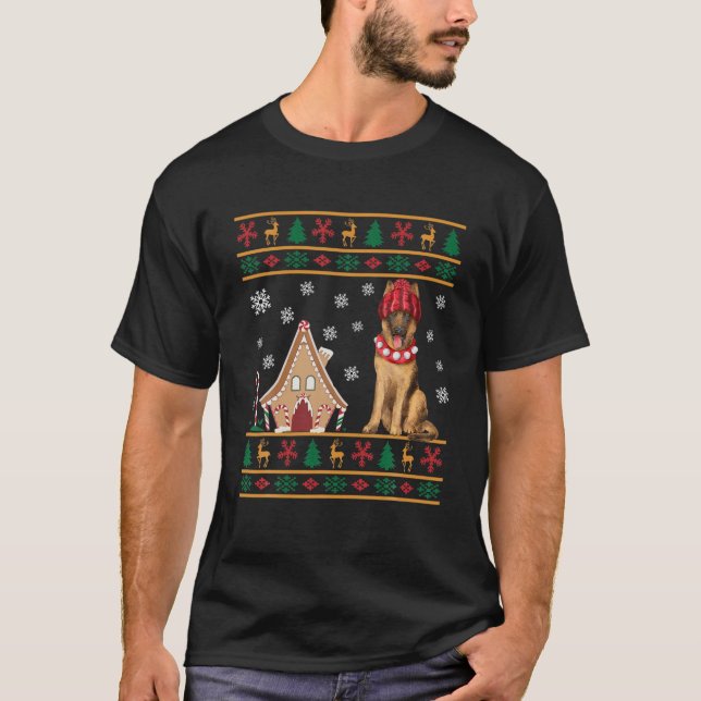 Belgian Malinois Christmas Ugly Sweater Santa Hat (Front)