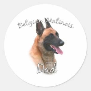 Belgian Malinois Dad 2 Classic Round Sticker