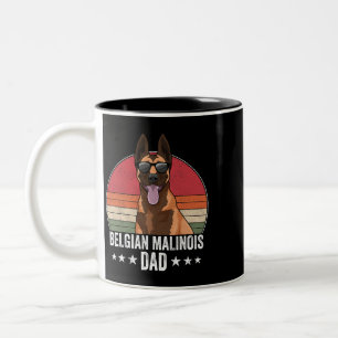 Belgian Malinois Dad Dog Sunset Retro Style for Me Two-Tone Coffee Mug