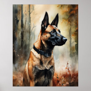 Belgian Malinois Dog Art Print Poster