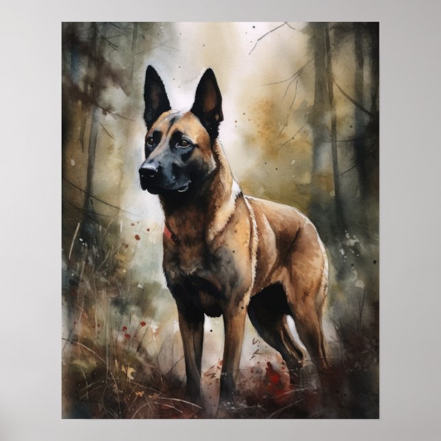 Belgian Malinois Dog Art Print Poster (Front)