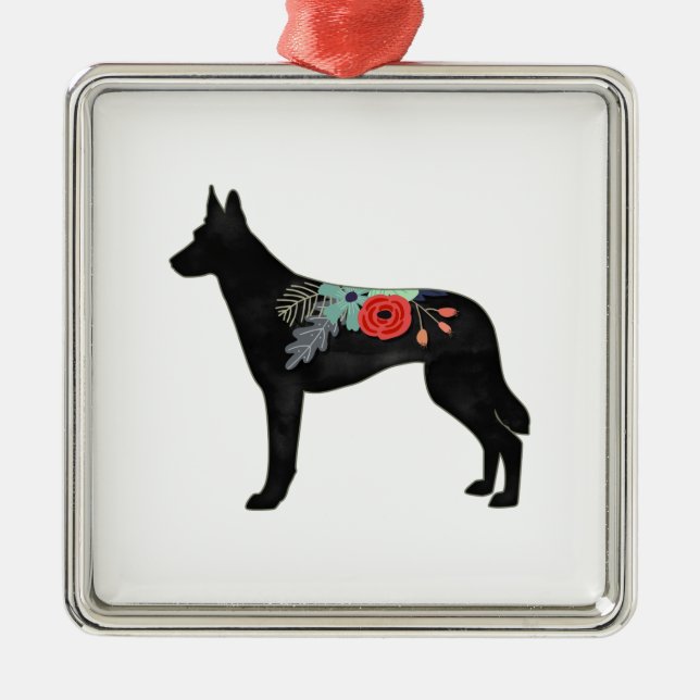 Belgian Malinois Dog Breed Bohemian Floral Saddle Metal Tree Decoration (Front)